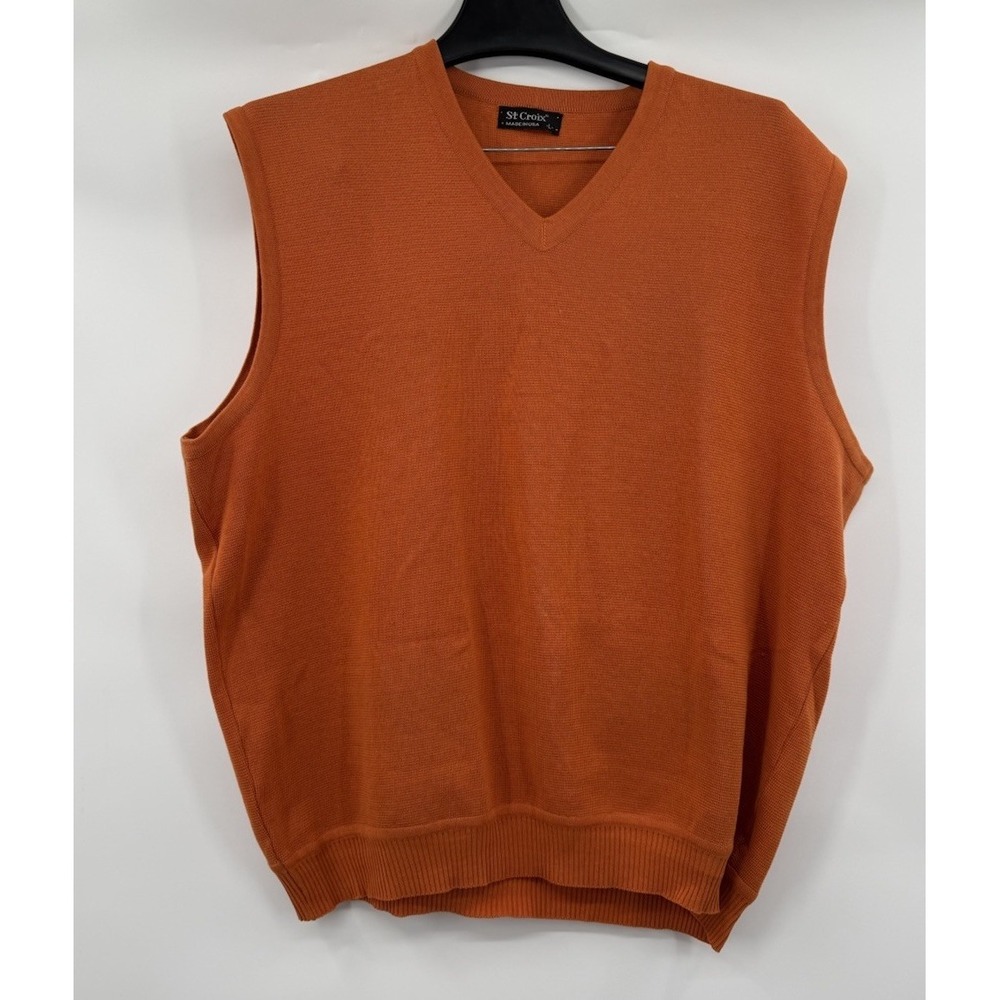 St Croix  Mens Orange‎  Sweater Vest Large
